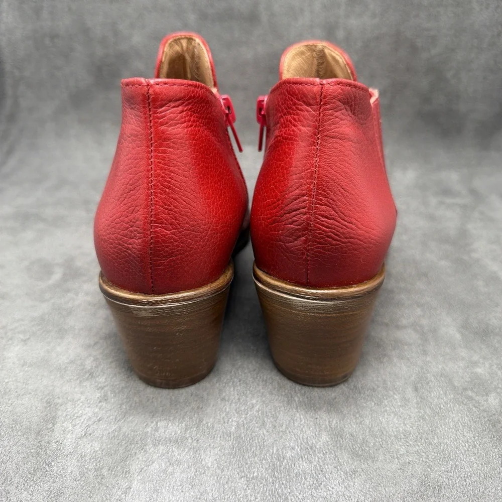 Miz Mooz Leather Heeled Ankle Daveena Boot Red Size 36